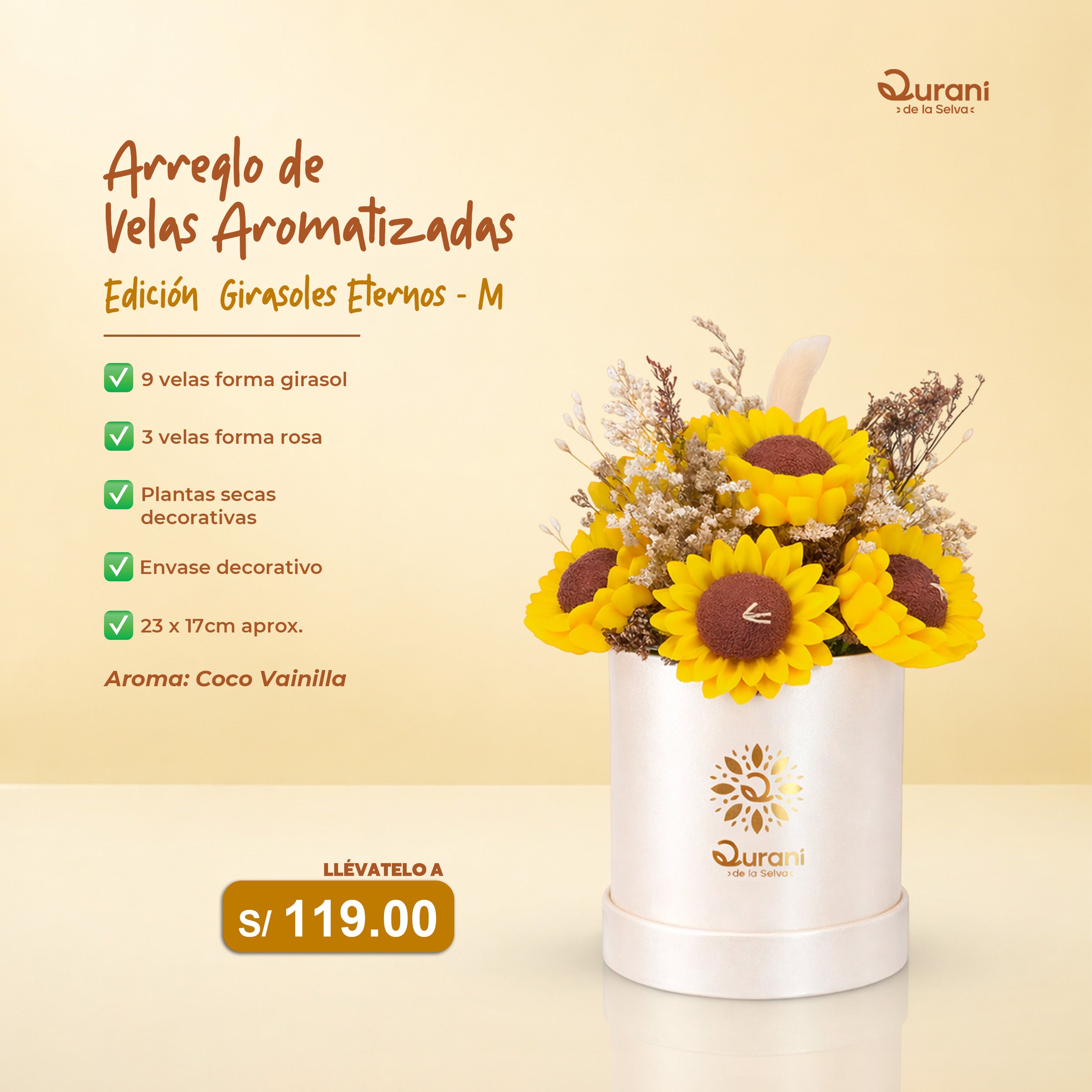 Arreglo de Velas Girasoles Eternos
