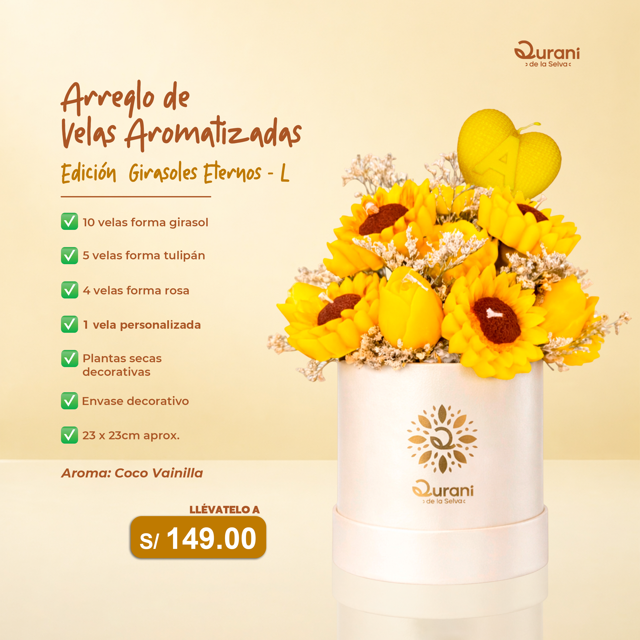 Arreglo de Velas Girasoles Eternos
