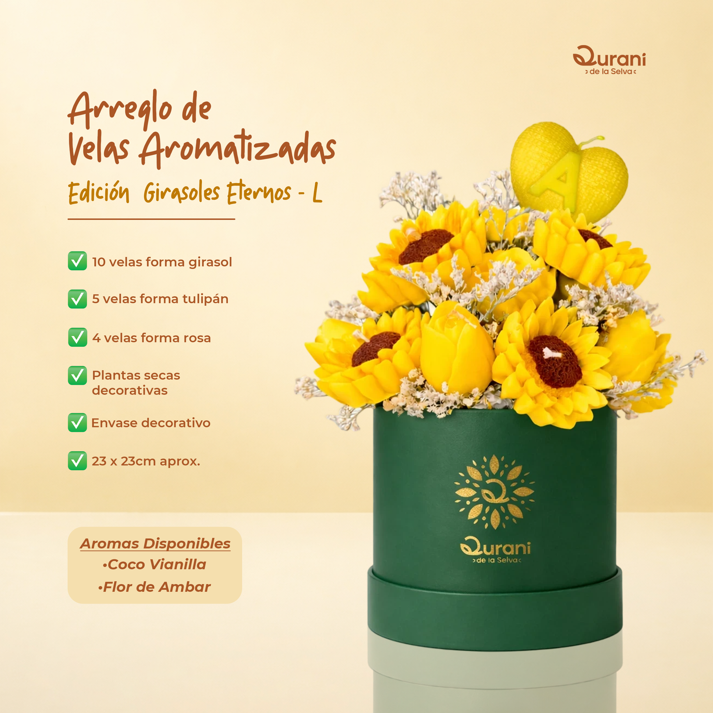 Arreglo de Velas Girasoles Eternos