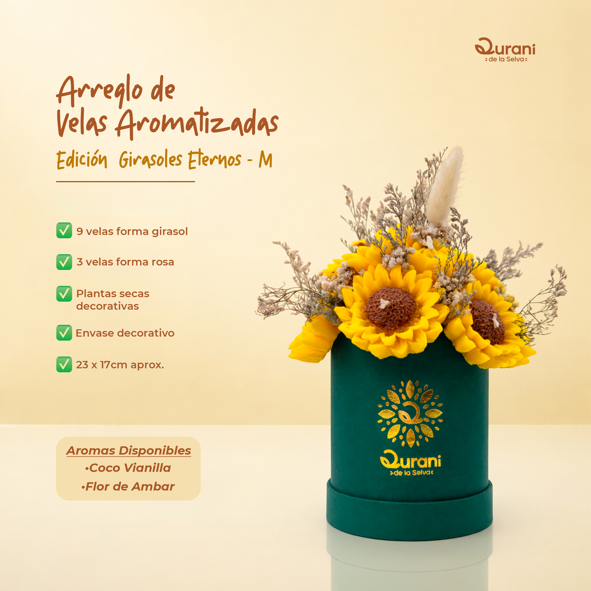 Arreglo de Velas Girasoles Eternos