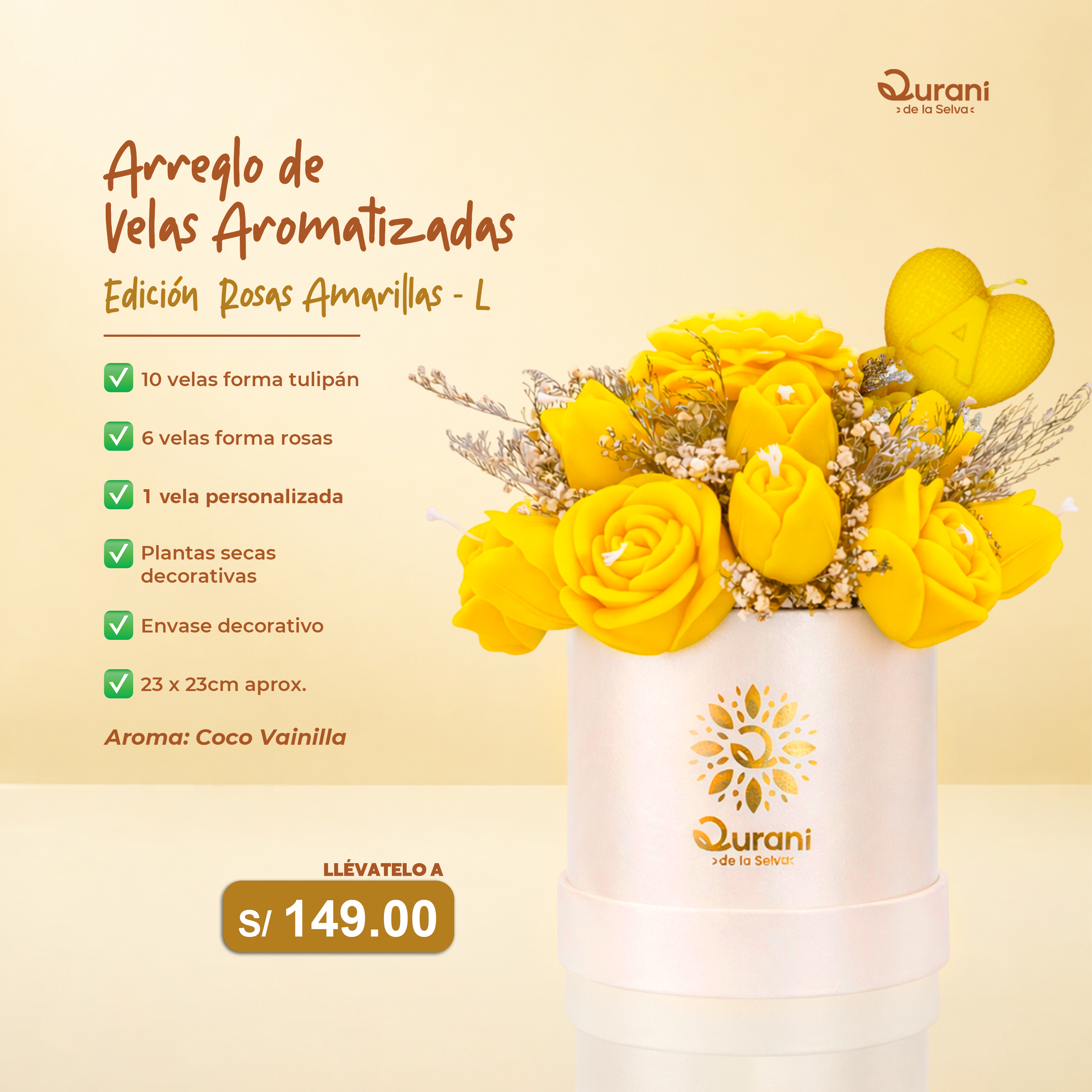 Arreglo de Velas Rosas Amarillas