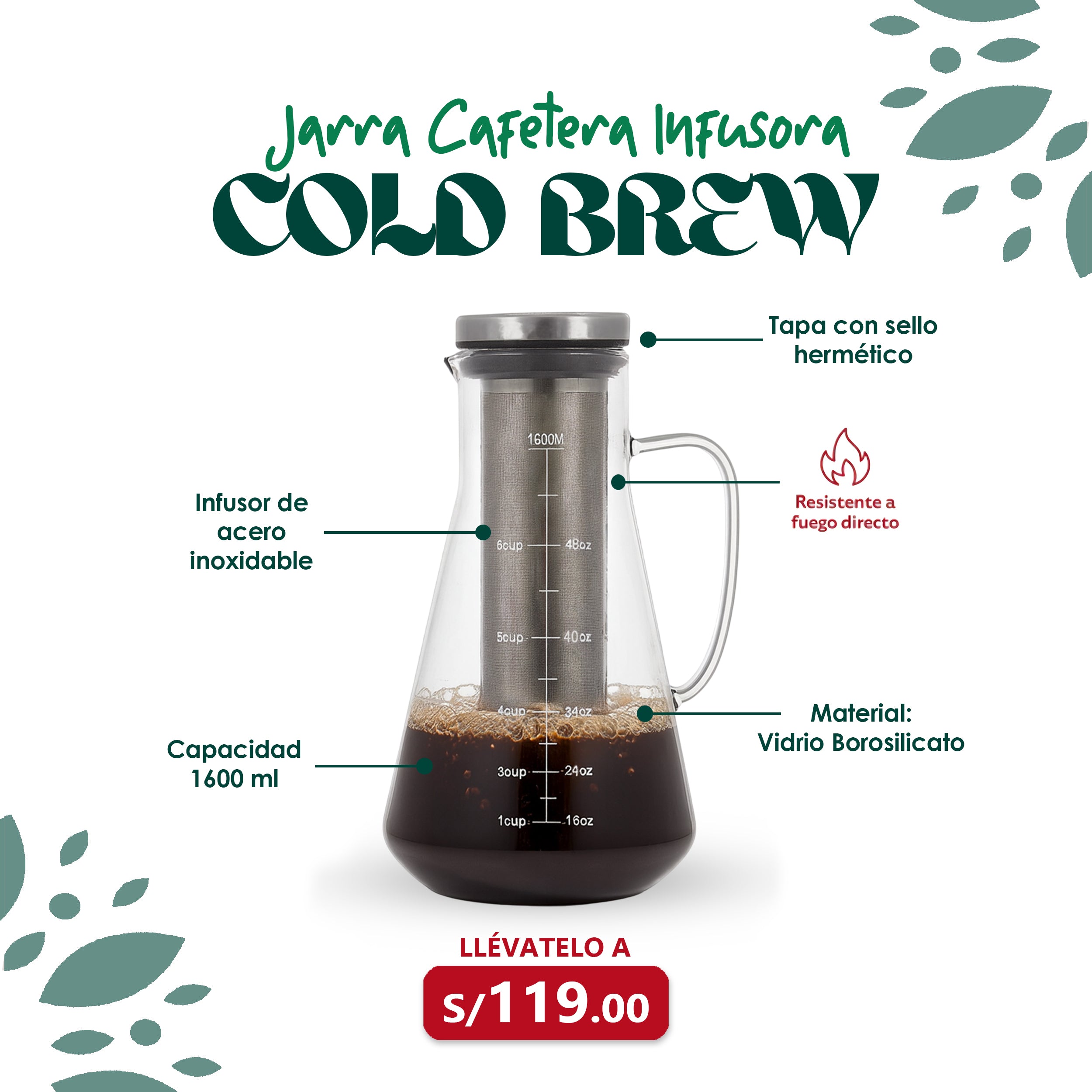 Jarra Cafetera - Infusora 1600ml