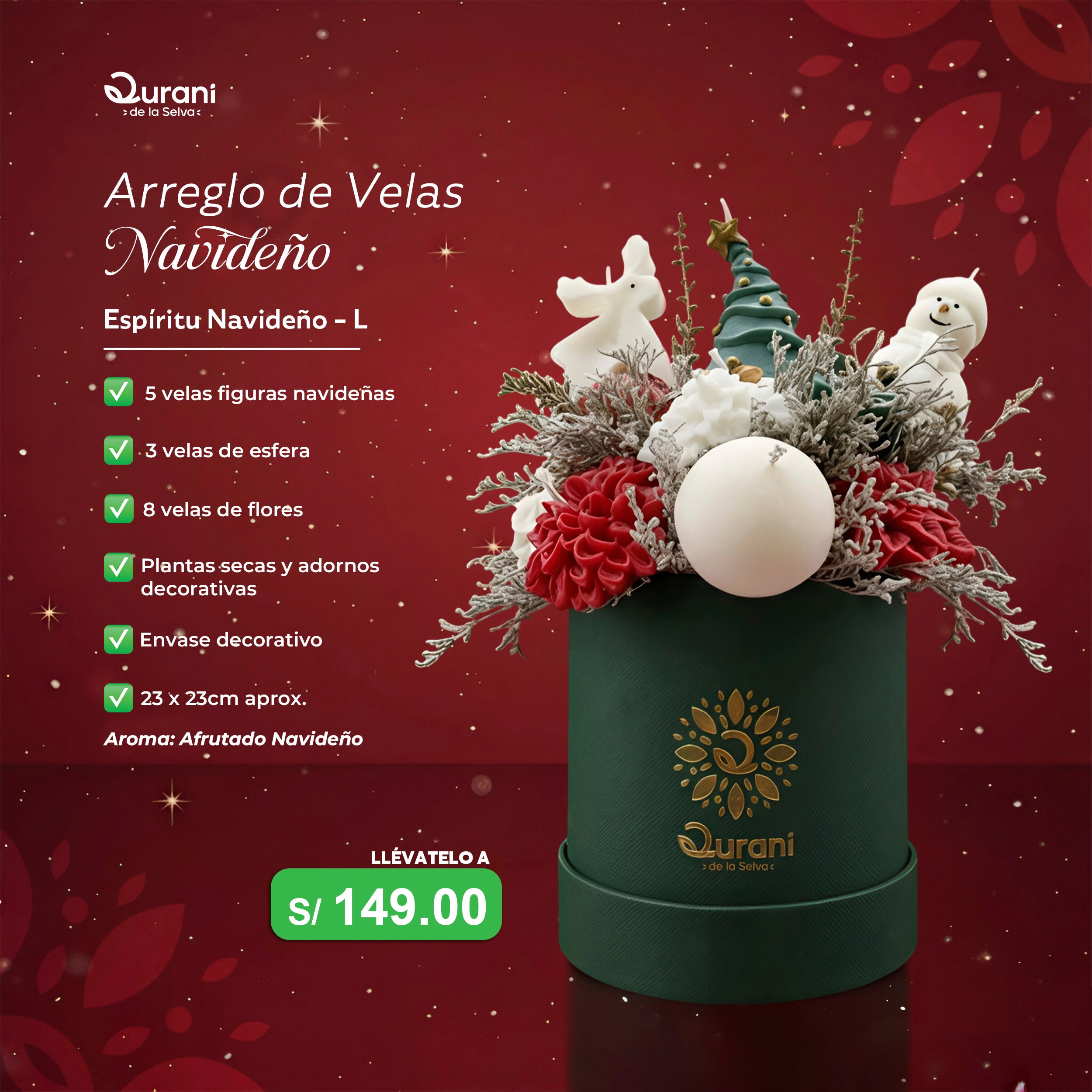 Arreglo de Velas Espíritu Navideño L