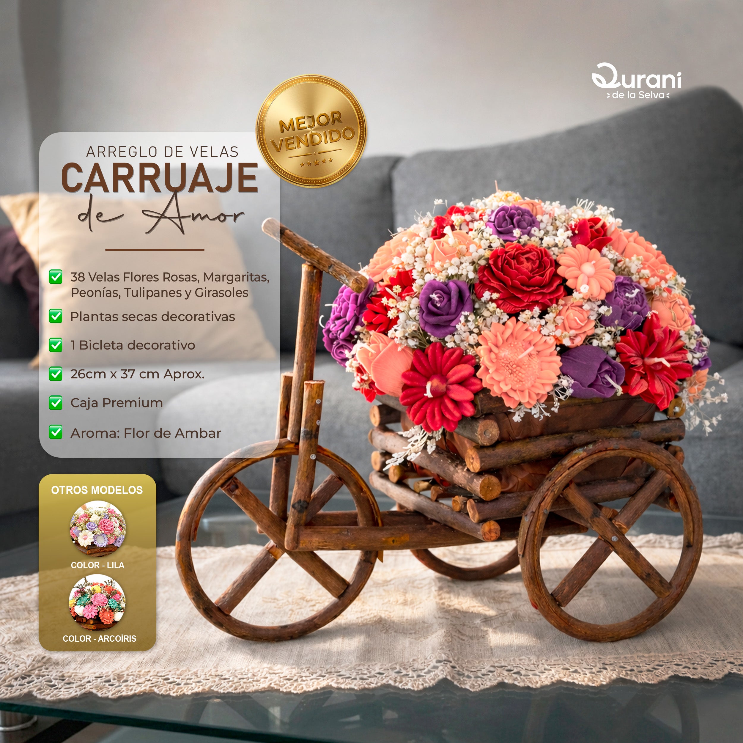 Arreglo de Velas Carruaje de Amor