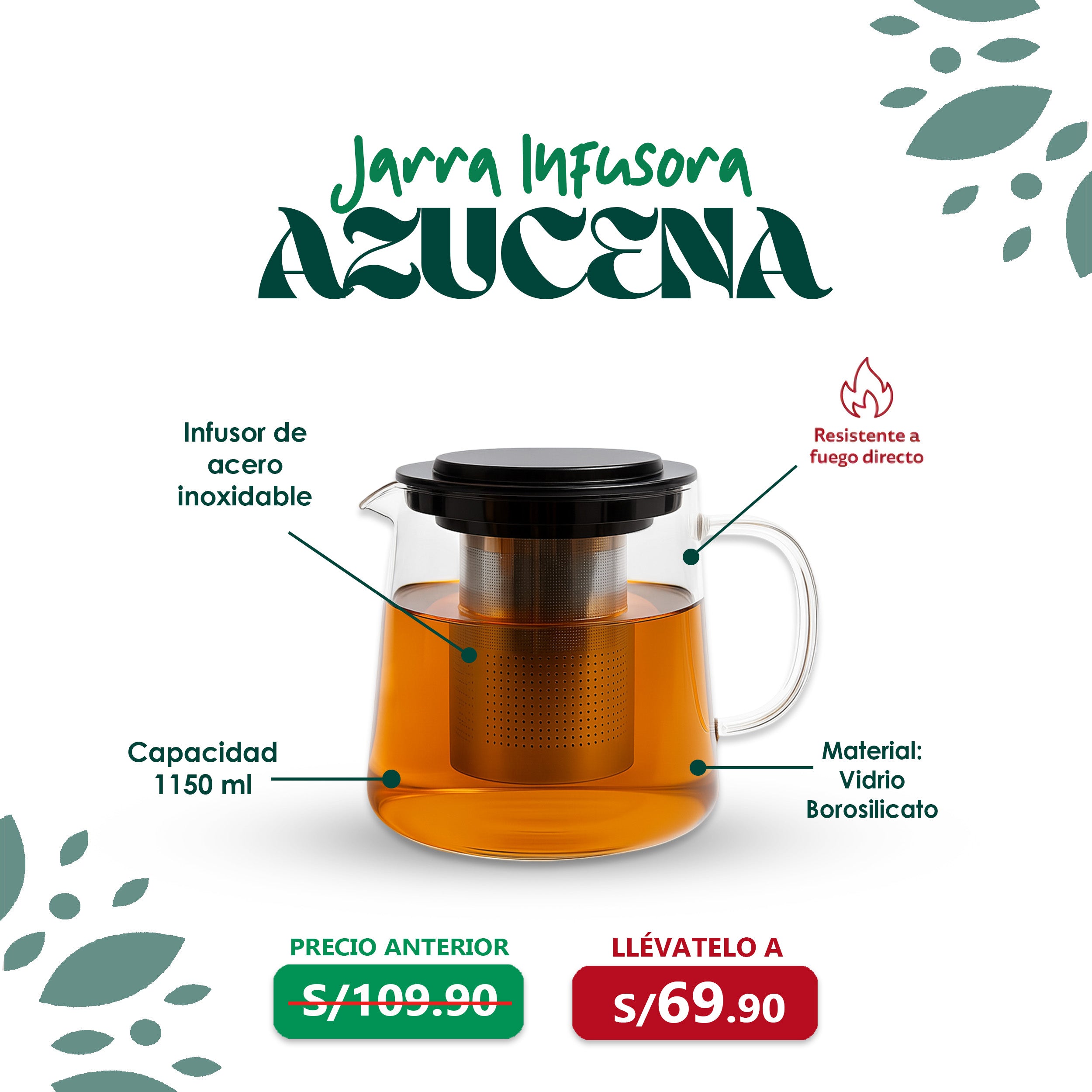Tetera infusora Azucena 1150ml