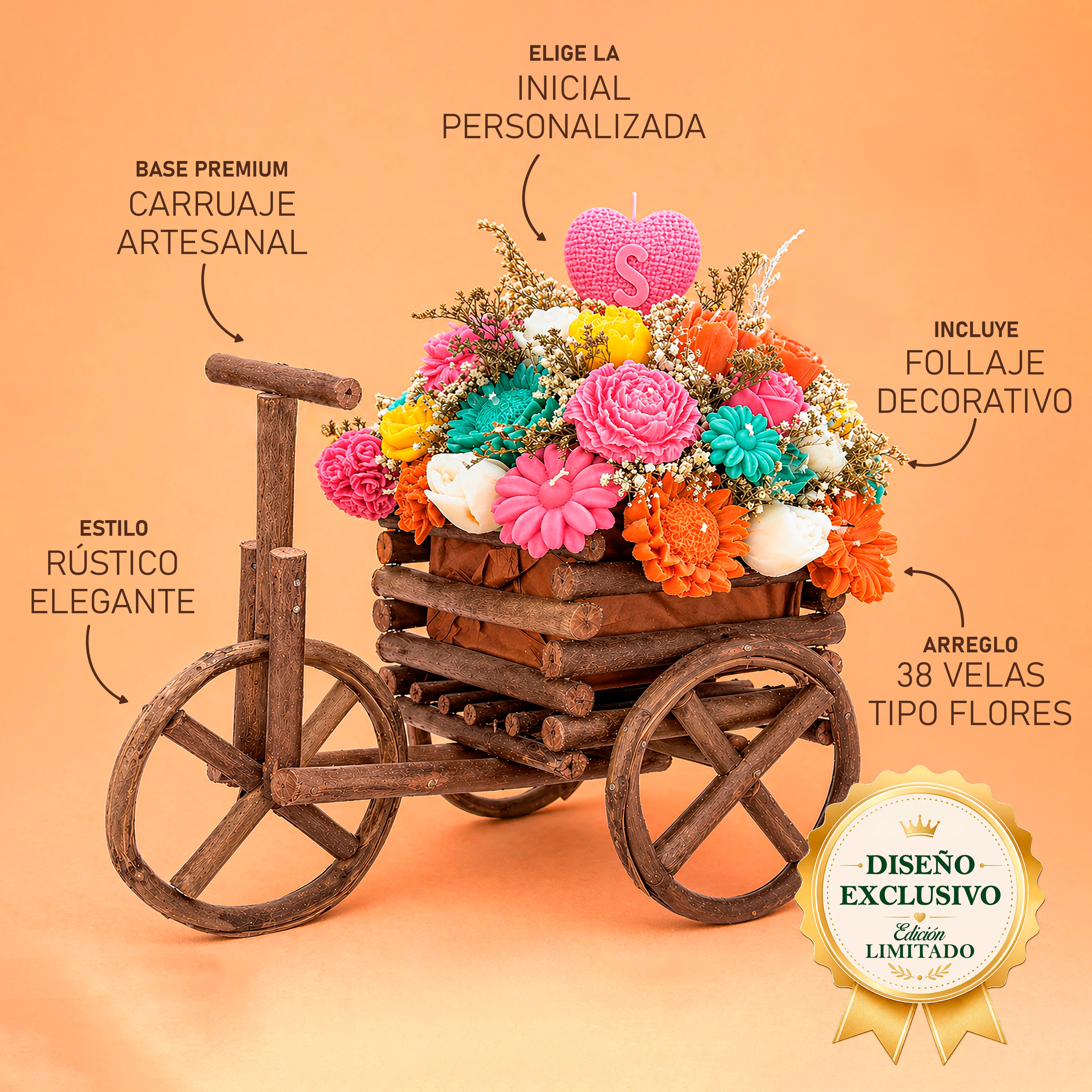 Arreglo de Velas Carruaje de Amor