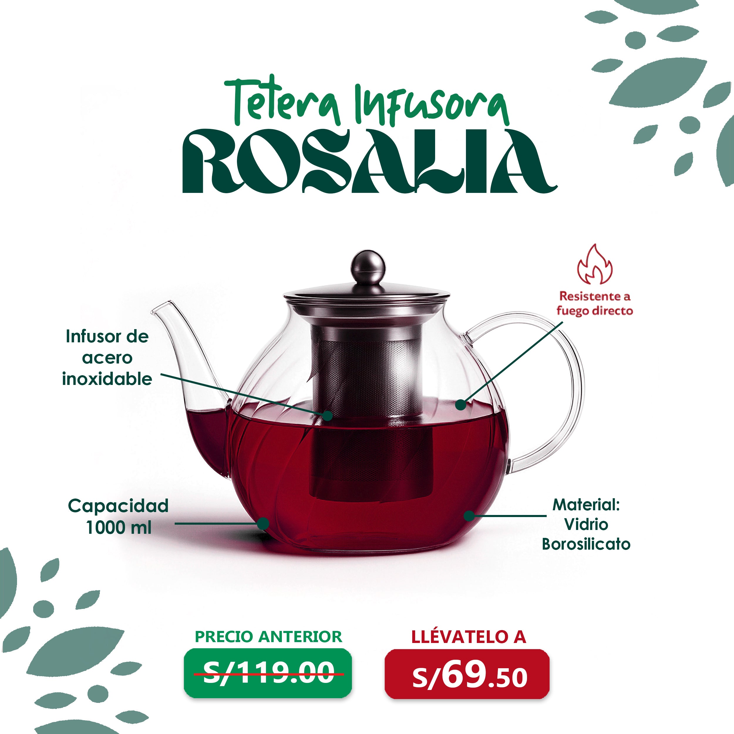 Tetera infusora Rosalía 1000ml