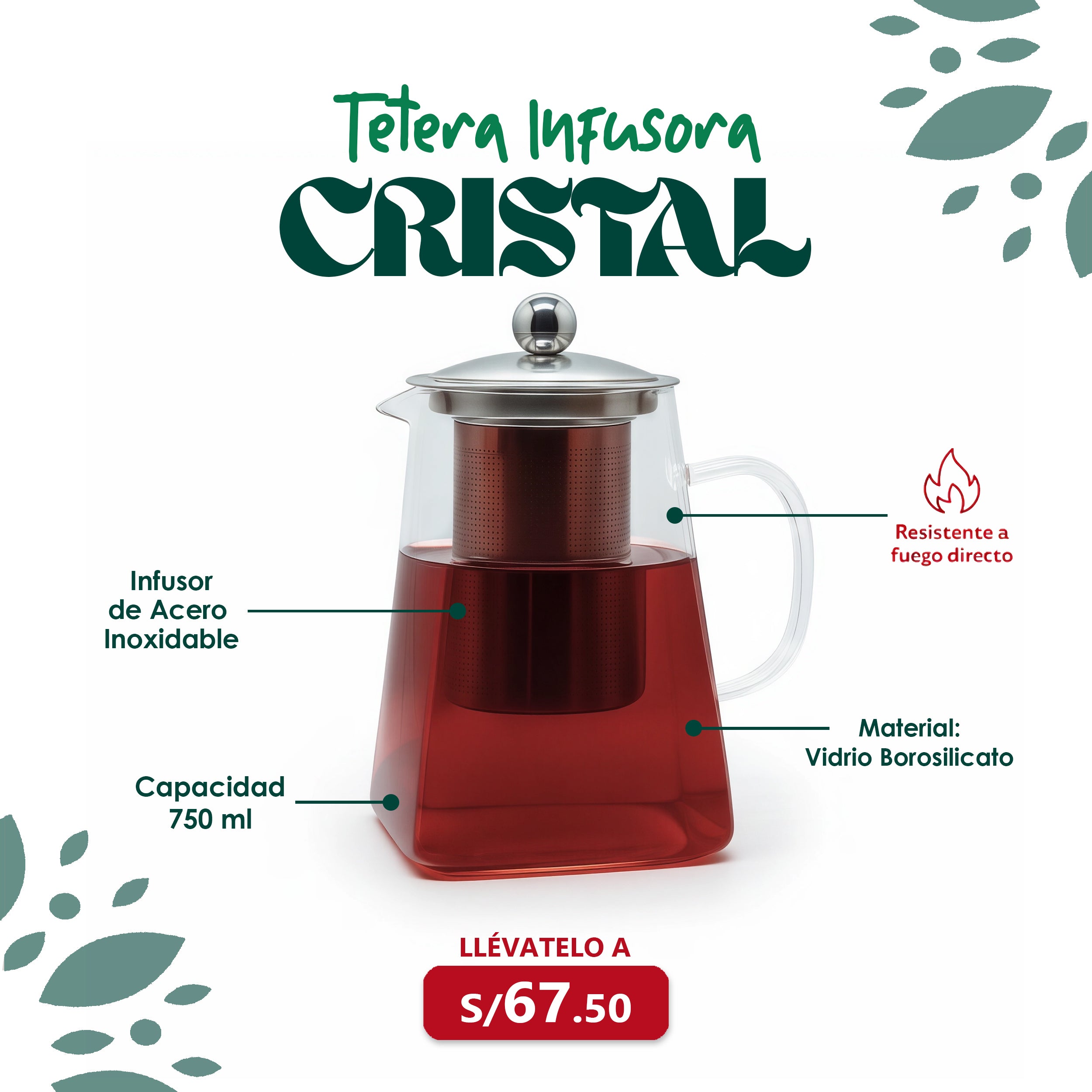 Tetera infusora Cristal 750ml