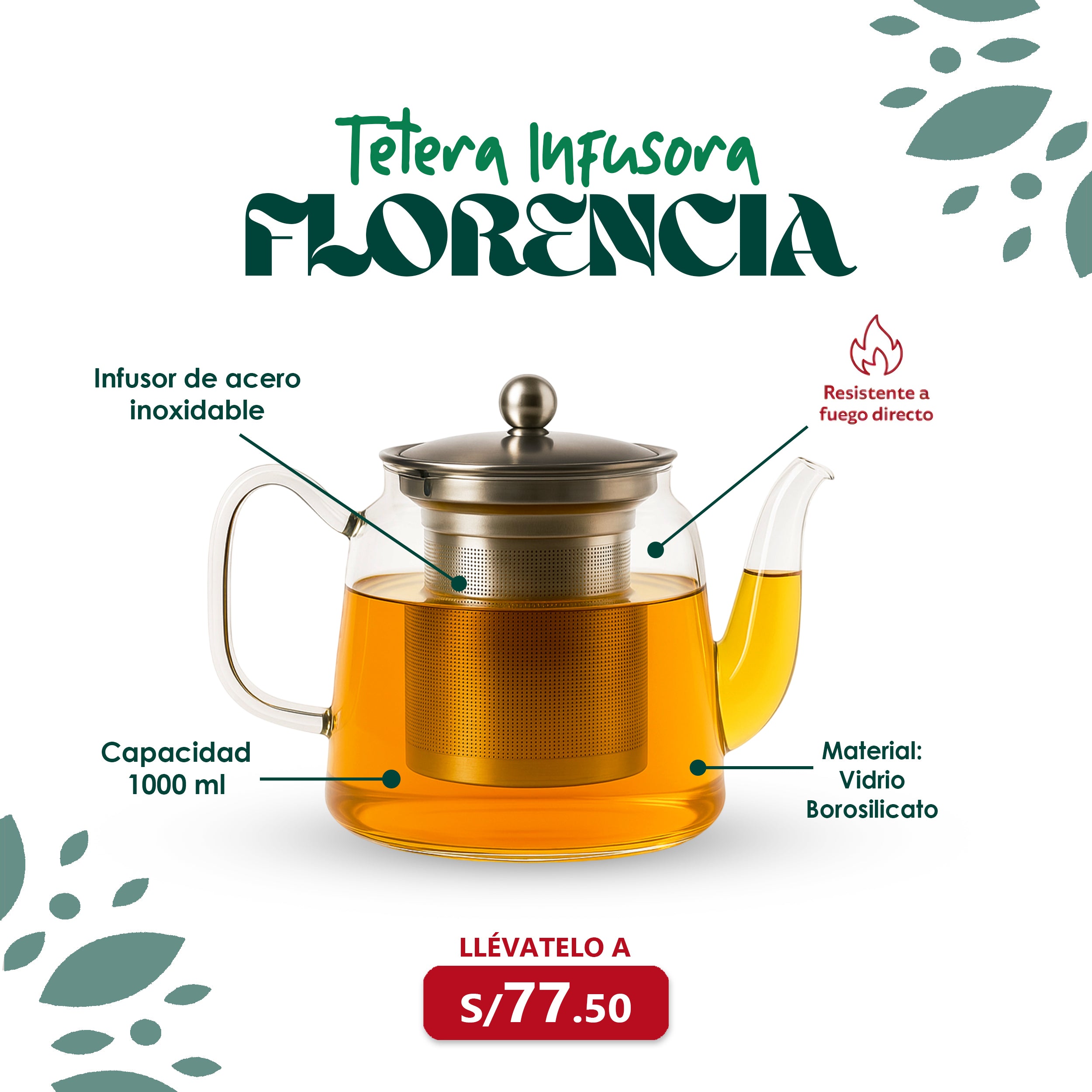 Tetera infusora Florencia 1000ml
