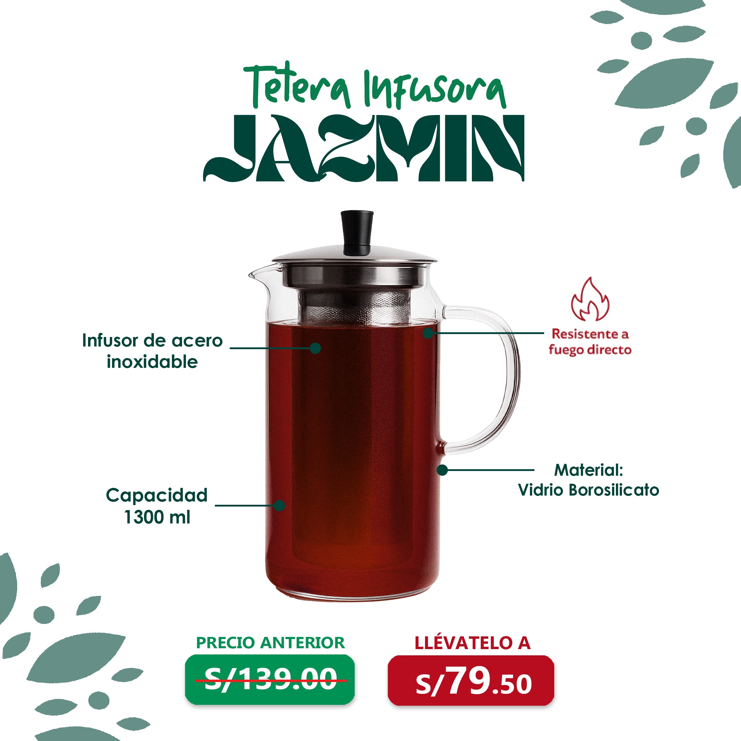 Tetera infusora Jazmin 1300ml
