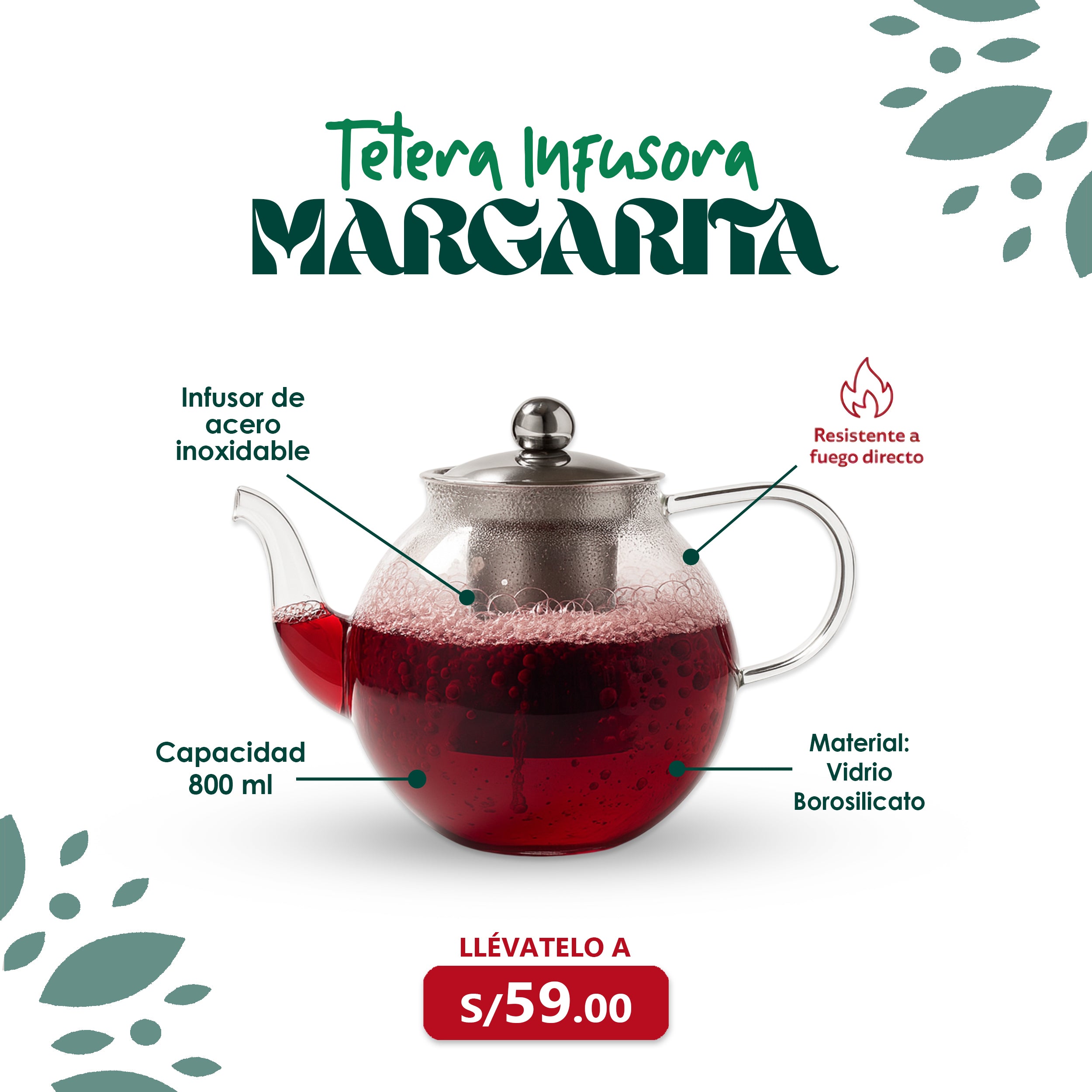 Tetera infusora Margarita 800ml