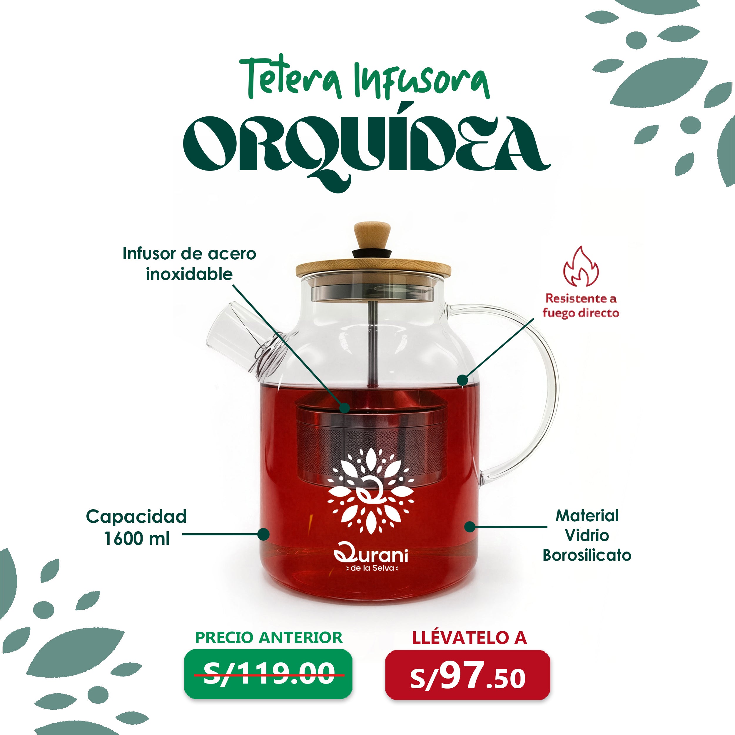 Tetera infusora Orquídea 1600ml