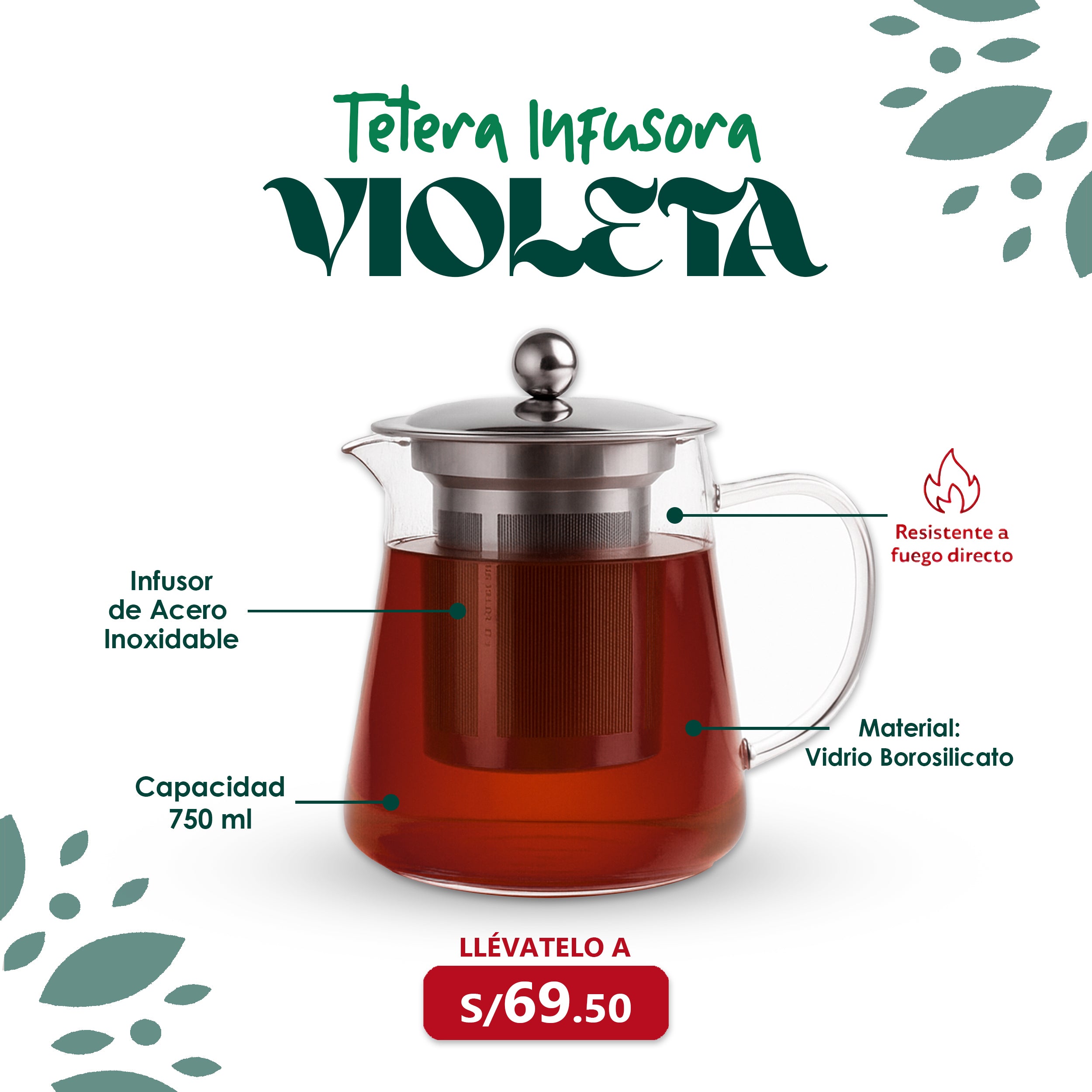 Tetera infusora Violeta 750ml