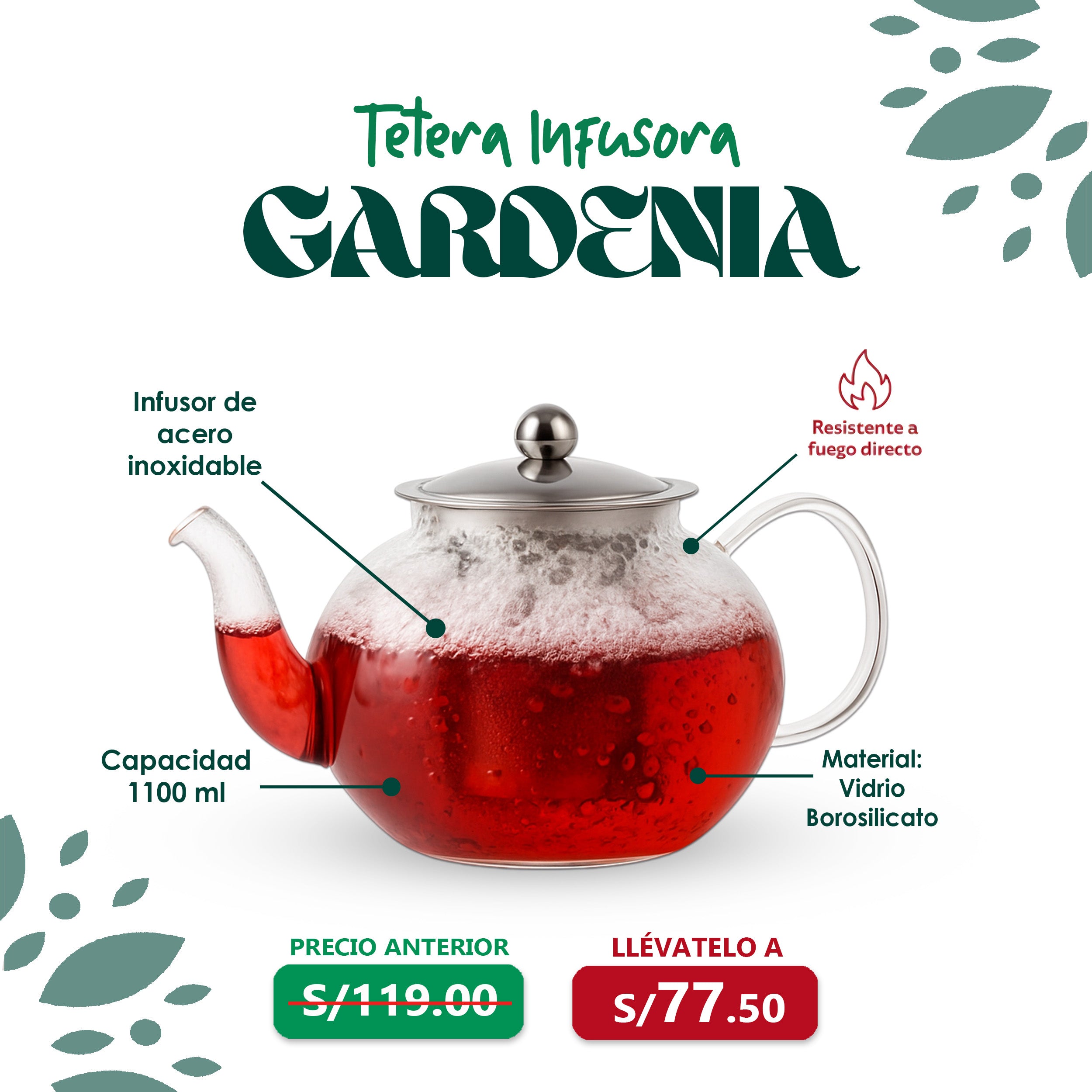 Tetera infusora Gardenia 1100ml