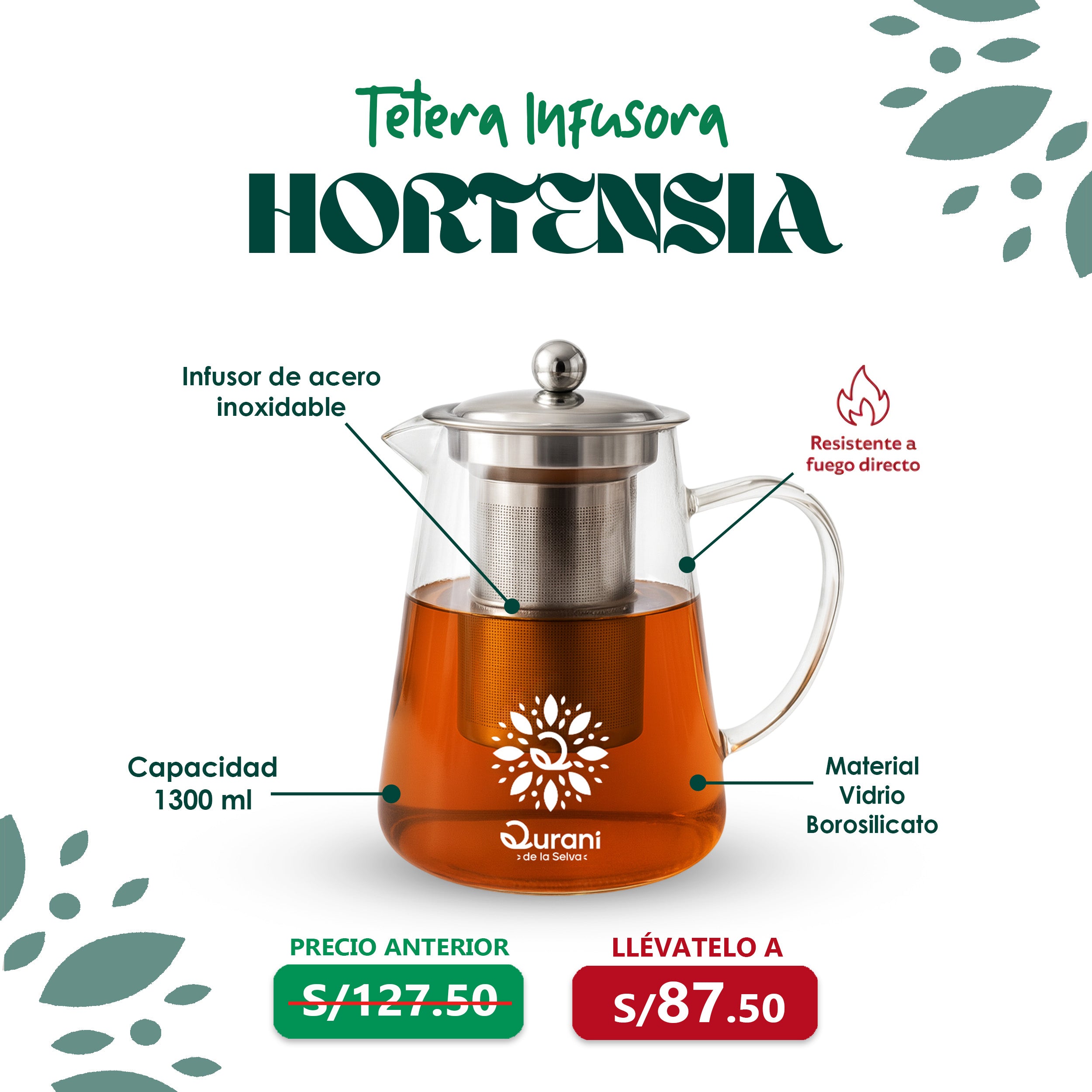 Tetera infusora Hortensia