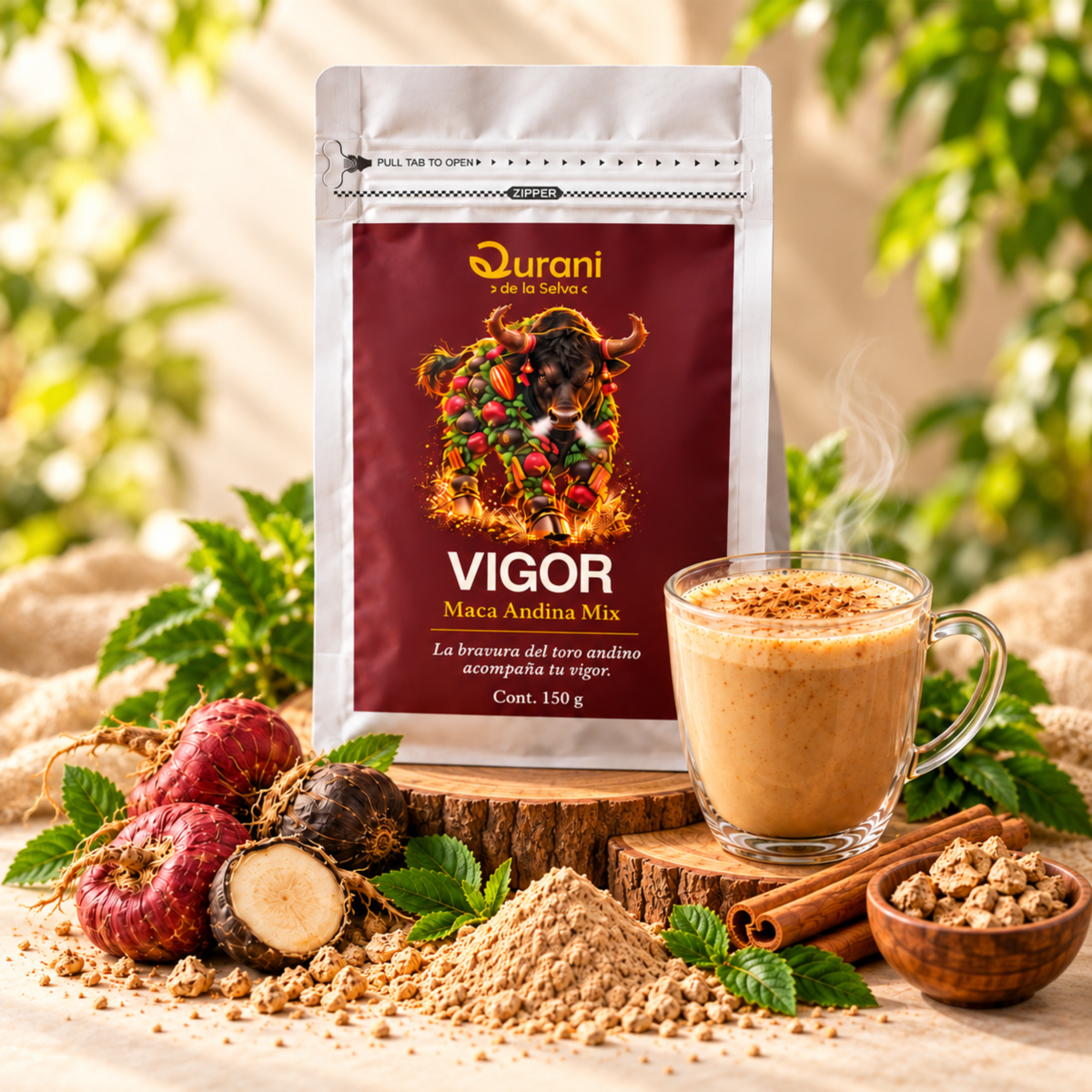 Vigor Maca Andina Mix con maca, canela y bebida caliente